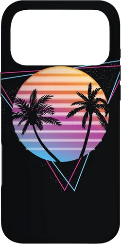 Vista 22 de Palm Sunset 80s Vibe Retrowave Synthwave Aesthetics - Carcasa para iPhone 16