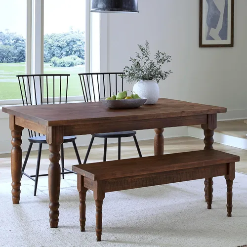 Vista 9 de Grain Wood Furniture Valerie Original - Mesa de comedor de madera maciza de 63 pulgadas, madera de granero Barnwood