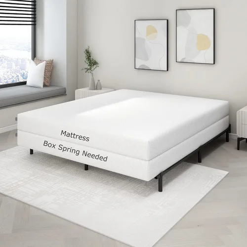 Vista 8 de Base de cama California King con plataforma de metal de 7 pulgadas, base de cama para somier, antideslizante, fácil montaje, resistente marco