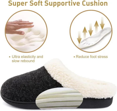 Vista 2 de Wishcotton Women's Lamb-rub Sherpa House Slippers Memory Foam Indoor Outdoor