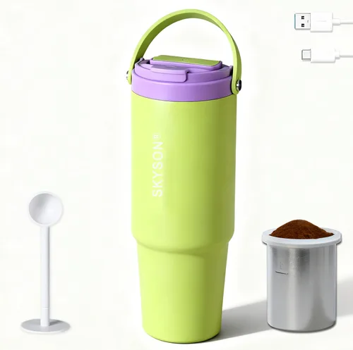 Vista 8 de Taza de café portátil para viajes, mini máquina de café expreso, taza térmica de 20 onzas con tapa, filtro eléctrico de extracción rápida, vaso