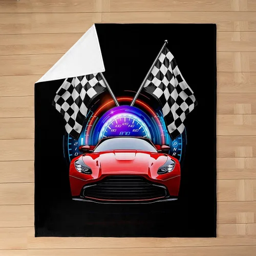 Vista 3 de Erosebridal Manta roja de coche de carreras para niños y adolescentes, manta fresca de coche de carreras de 40 x 50 pulgadas, manta de forro polar