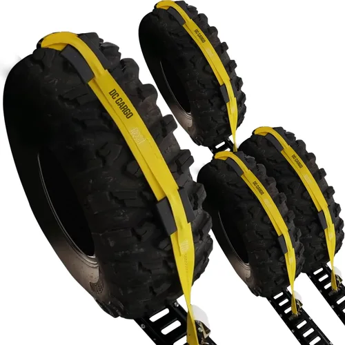 Vista 9 de DC Cargo Mall Correas de neumático E Track (paquete de 4) – Correas de rueda con accesorios E Track y 3 bloques de goma – 11' x 2" amarres