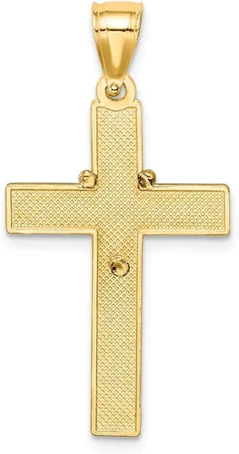 Vista 3 de Colgante de oro amarillo macizo de 14 quilates con dos tonos de cruz rosario