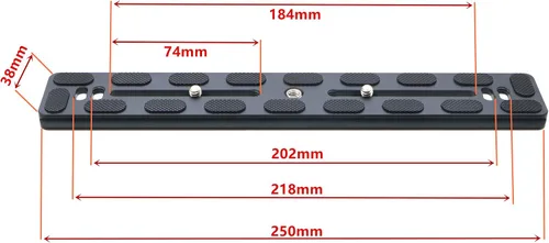 Vista 3 de PU-250 - Placa universal de liberación rápida larga de 9.843 in, riel deslizante de cola de milano doble con tornillo de anillo en D para cabeza