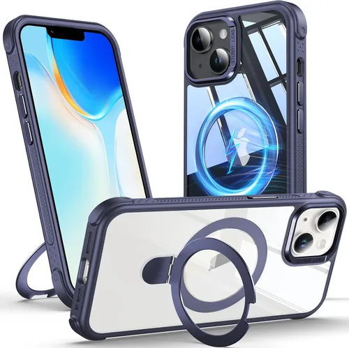 Vista 27 de Anqrp Funda transparente con función atril magnética con junta tórica para iPhone 12/12 Pro, compatible con Mag-Safe, de grado militar, reforzada
