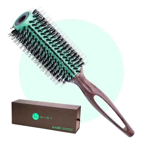Vista 10 de MINT Kaze - Cepillo redondo de cerda de jabalí (0.787 in) para secado por soplado 20 mm ceramic barrel and boar bristles create lift, curl and
