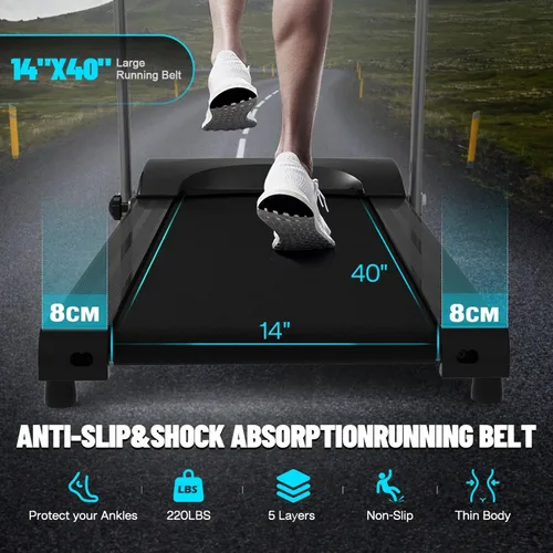 Vista 9 de Cinta de correr plegable para el hogar con inclinación, plegable para entrenamiento, máquina eléctrica para caminar, 15 programas preestablecidos