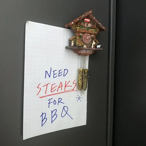 Vista 3 de A-ONE Reloj de cuco con diseño de casa de Austria, colección 3D, 1 pieza + camisas de Viena, parche de apliques 1 pieza de imán de refrigerador