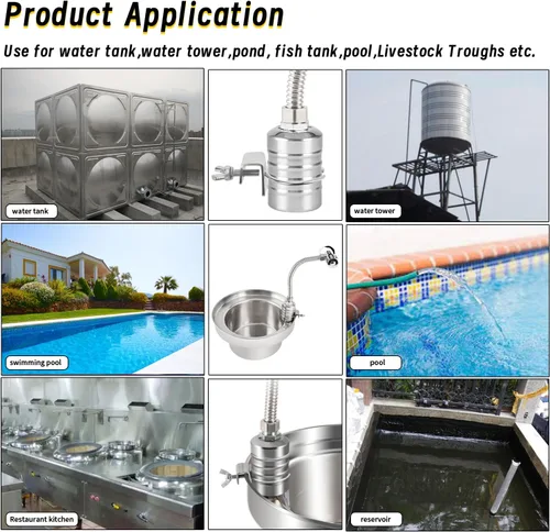 Vista 5 de Válvula de flotador, controlador de nivel de agua completamente automático de 1/2" a 3/4" 1" de acero inoxidable 304, válvula de flotador de control