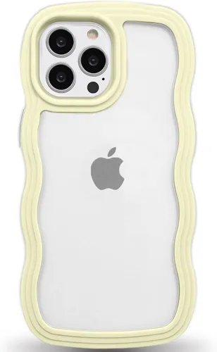 Vista 78 de Anuck Funda para iPhone 13 Pro con borde ondulado, diseño trasero transparente, agarre antideslizante, forma de marco rizado ondulado, a prueba
