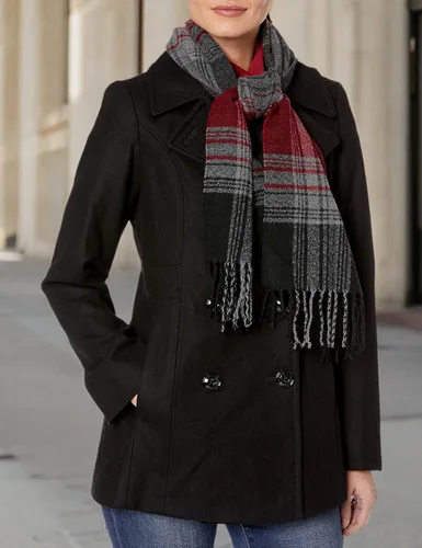 Vista 7 de LONDON FOG womens Plus-size Double Breasted Peacoat With Scarf
