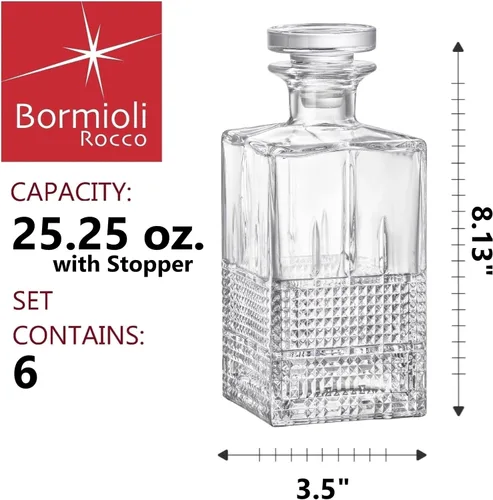 Vista 3 de Bormioli Rocco Bartender Novecento - Decantador de cristal, transparente, juego de 6