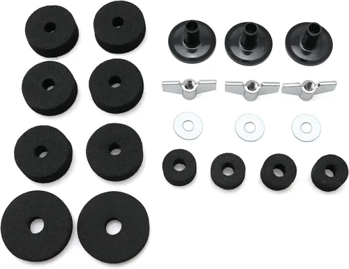 Vista 2 de 21 piezas de platillos accesorios de repuesto para platillos de fieltro Hi-Hat Clutch Felt Hi Hat Cup Felt Platillos Mangas con Base Tuercas
