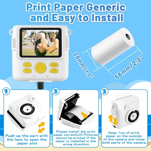 Vista 2 de Papel de impresión térmica para cámara de impresión instantánea BESTOONE Kids, no requiere tinta, seguro, resistente, 5 rollos