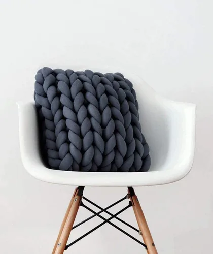 Vista 3 de Hilo grueso para tejido de brazo gigante para manta de nudo trenzado, hilo grueso jumbo tuerce tubular Ya rn suave extra grueso Yar n, tejido Gris