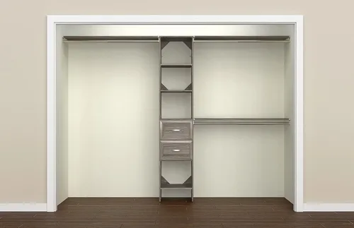 Vista 7 de ClosetMaid SuiteSymphony Juego de organizador de armario de madera con torre, 3 varillas para colgar, estantes superiores, 2 cajones, ajustable