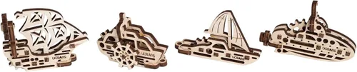 Vista 2 de UGEARS 70035 U-Fidgets Schiffe Pieces-Set de 4 rompecabezas 3D anti-estrés - Autoensamblaje 4 Mini modelos mecánicos en miniatura-Kit