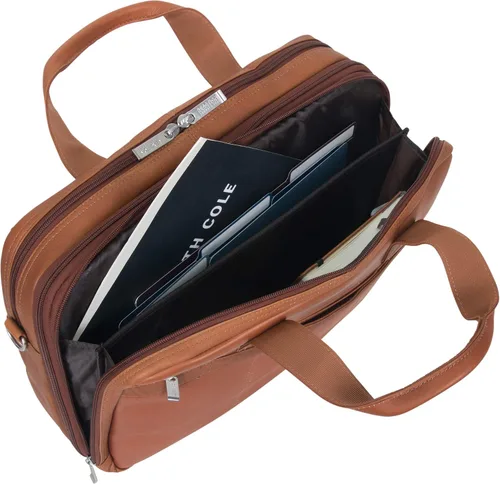 Vista 11 de Kenneth Cole REACTION "Out of the Bag" Manhattan - Bolso bandolera de cuero colombiano para laptop de 15.6" para viajes y negocios