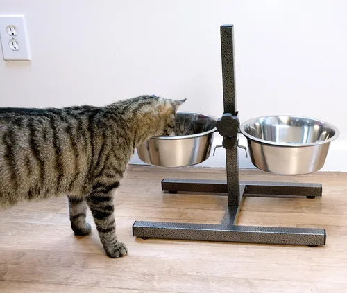 Vista 7 de Iconic Pet Comedor doble ajustable H-Design – Base de goma antideslizante sin ruido estable soporte de comida para perros con cuencos elevados