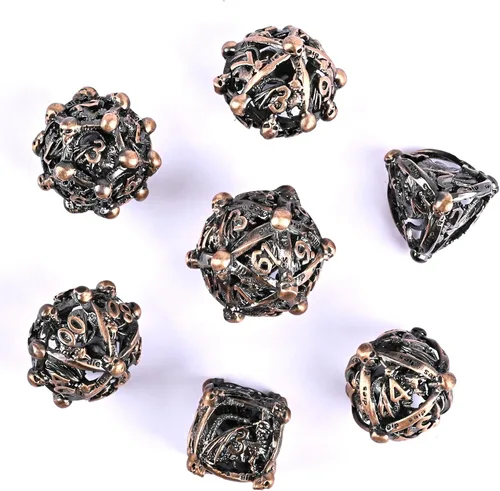 Vista 2 de DND - Juego de dados de metal, UBEUCK 7 piezas de dados de metal DND para cajas de juegos de mesa de Calabozos y Dragones