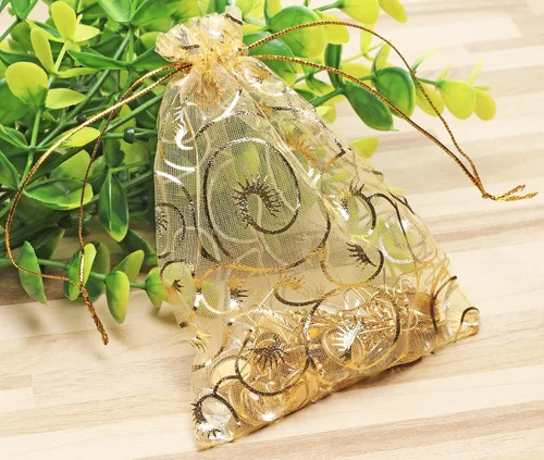 Vista 3 de Shapenty 50 bolsas de regalo de organza para regalos de boda, dulces, muestras de negocios, bolsa de joyería con cordón para baby shower y fiesta