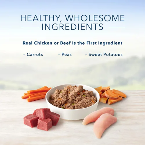 Vista 3 de Blue Buffalo Homestyle Recipe - Alimento húmedo natural para perros adultos, paquete variado de pollo y carne de res, lata de 12.5 onzas