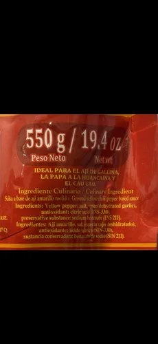 Vista 4 de Salsa de pimienta Aji Amarillo - Pimientos en pasta de chile amarillo peruano - No picante - 550 gramos - 19.4 oz
