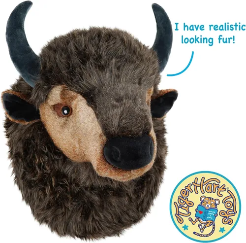 Vista 4 de TigerHart Brillo The Bison - Busto grande de peluche de 15 pulgadas con cabeza de búfalo