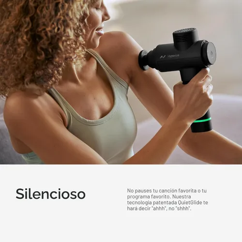 Vista 3 de Hyperice Hypervolt 2 Black - Con tecnología Quiet Glide, pistola de masaje de percusión de mano 3 velocidades, 5 cabezales intercambiables Ayuda