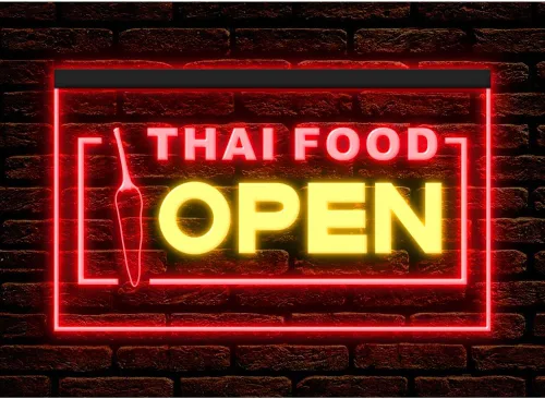 Vista 7 de 110228 Thai Food Open Thailand Restaurant Cafe Bar Display LED Light Neon Sign (16 Colors By Remote, 12" X 8")