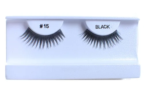 Vista 16 de 10 pares de pestañas postizas 100% cabello humano, negro natural #1
