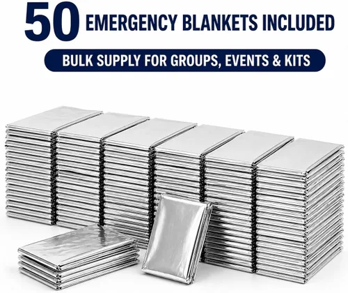 Vista 2 de BH Lote de 50 mantas Mylar de emergencia - 84 "x 52
