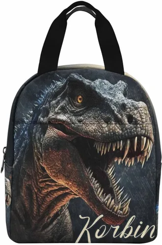 Vista 12 de InterestPrint Bolsa de almuerzo personalizada de mamá papá, bolso de picnic con cremallera de bosque con marco dorado personalizado reutilizable