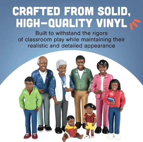 Vista 4 de Cre8tive Minds Juego de Simulación Familias Multiculturales, Figuras de Juguete Diversas para Niños, Detalles Realistas, Juguetes de Aprendizaje