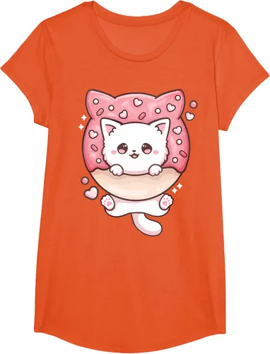 Vista 73 de Camiseta Kawaii Cat Donut Anime Lover Otaku, Negro