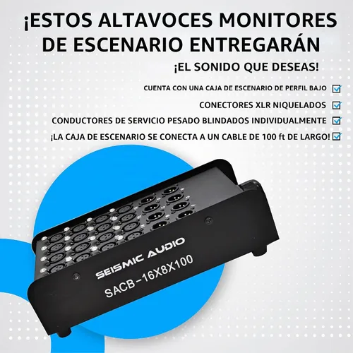 Vista 4 de Seismic Audio Altavoces de 16 canales de bajo perfil XLR Enviar placa de circuito Cable de serpiente, cable divisor XLR, 100 pies