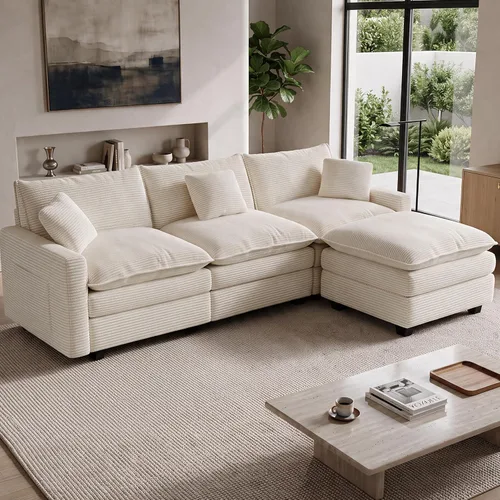 Vista 11 de Cloud Couch Sectional, L Shaped Modular Sofa with Movable Ottoman Negro