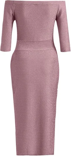 Vista 4 de Vestidos casuales de verano para mujer, vestido sexy sin tirantes con abertura alta y media manga para mujer