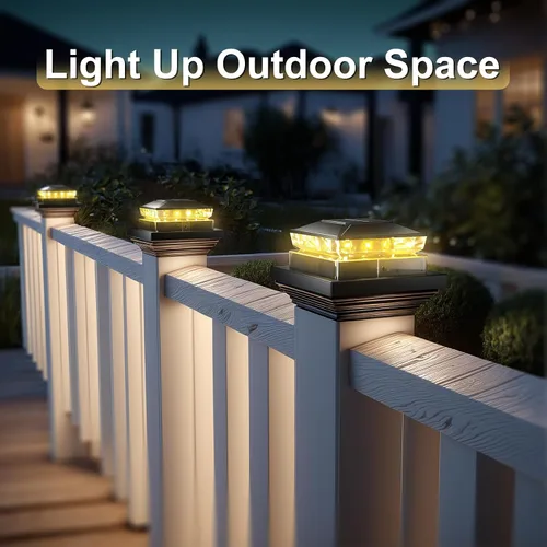 Vista 8 de Luces Solares para Tapas de Postes Paquete de 6, Luces Solares Impermeables para Postes de Valla, 4x4 IP65 Luz Negra para Exteriores para Terraza