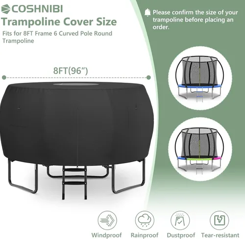 Vista 2 de COSHNIBI Cubierta redonda para cama elástica al aire libre, tienda de campaña de 8 pies, adecuada para cama elástica redonda de 6 postes curvos