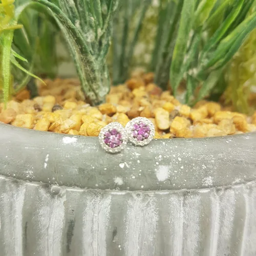 Vista 4 de Dazzlingrock Collection Aretes de flor de racimo de 10 quilates, oro blanco