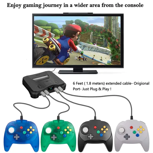 Vista 4 de miadore 2 Pack Classic N64 Controller Game Pads Joystick for N64 Video Game System N64 Console (GrayJungle Green)