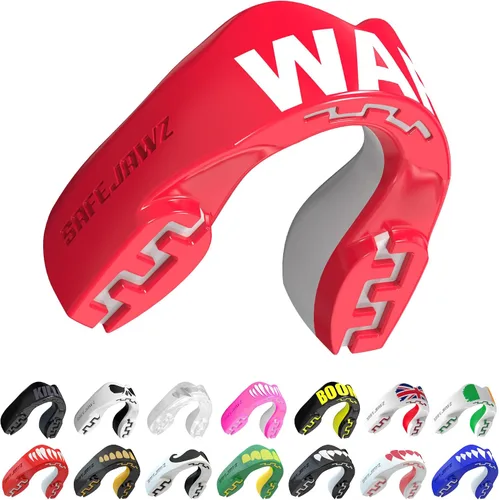 Vista 16 de SAFEJAWZ American Flag Mouth Guard, Youth Dual Layer Mouthguard with Case Bandera estadounidense