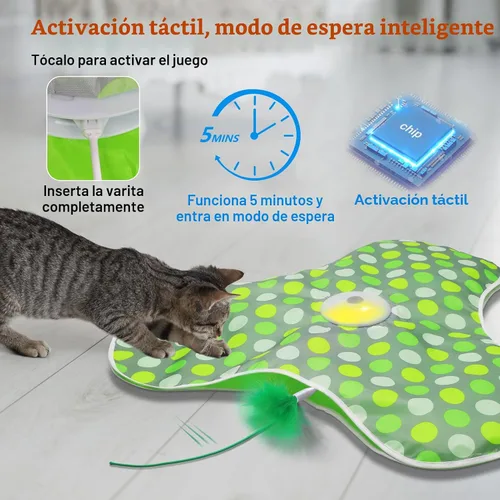 Vista 4 de umosis Juguetes interactivos para gatos recargables, moviendo plumas ocultas, chirriante de ratón real, juguete activado por tacto, juguetes