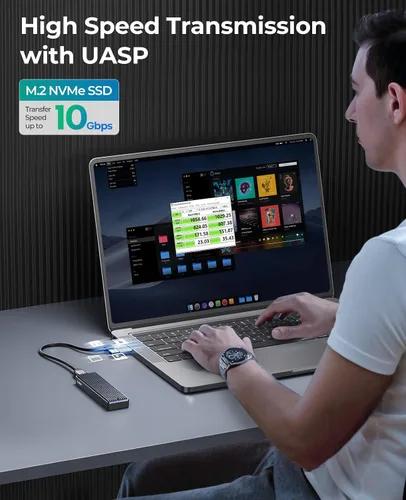 Vista 2 de ORICO Carcasa M.2 NVMe SSD, USB 3.1 Gen 2 (10 Gbps) Adaptador externo PCIe NVMe Funda para SSD M.2 2230/2242/2260/2280 M.2 de hasta 8 TB, compatible