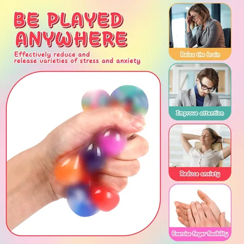 Vista 6 de BESNEL 160 Pack de bolas de estrés para adultos, bolas esponjosas a granel, juego de bolas de estrés, bolas anti-ansiedad y de juguete