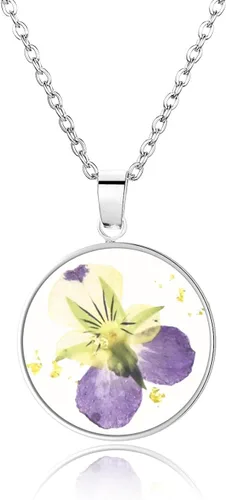 Vista 142 de Pressed Flower Necklace Gift for Women Personalized Handmade Necklaces Birth Flower Necklace