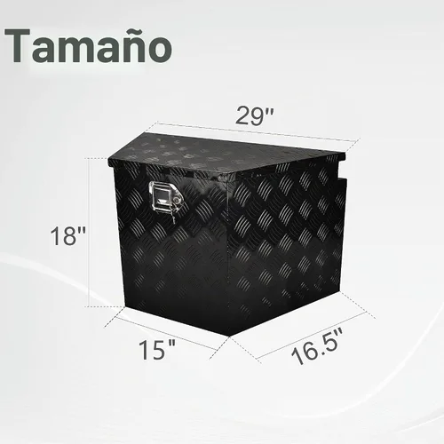 Vista 2 de Caja de herramientas de aluminio de 29 pulgadas para remolque de utilidad, caja de herramientas con lengüeta ancha para remolque de utilidad