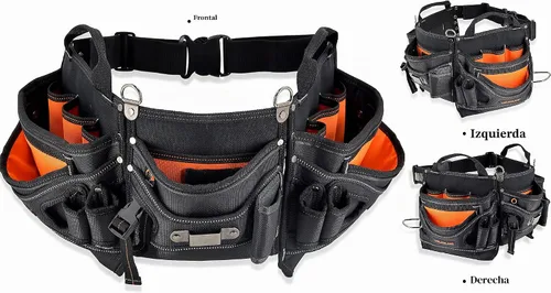 Vista 6 de WELKINLAND Cinturón de herramientas de carpintero de 18 bolsillos - Bolsa de herramientas para construcción y HVAC para hombres
